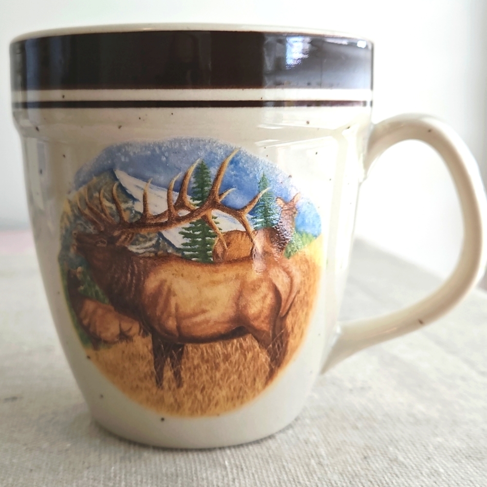 Cabela’s Folkcraft By Scotty Z, Stoneware Bugling Elk Mug